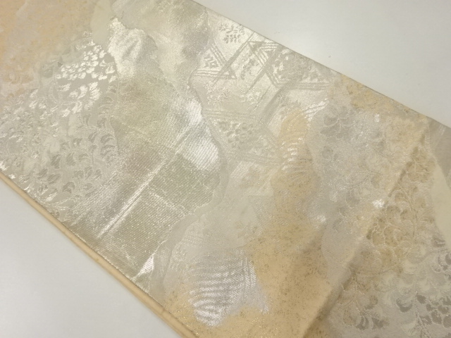 アンティーク　道長取に花唐草模様織出し袋帯（材料）